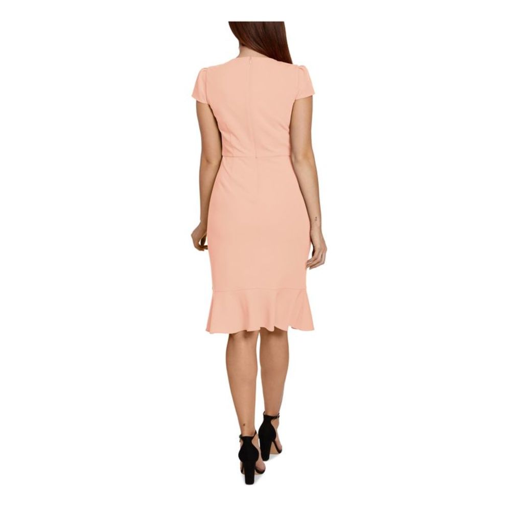 SAGE COLLECTIVE Womens Pink Scuba Crepe Asymmetrical Cap Sleeve Body Con Dress 6 - Picture 2 of 2